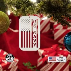 Speed Fabrication Metal US Navy Ornament - American Flag - Christmas Decor