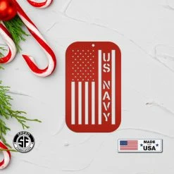 Speed Fabrication Metal US Navy Ornament - American Flag - Christmas Decor