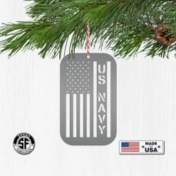 Speed Fabrication Metal US Navy Ornament - American Flag - Christmas Decor