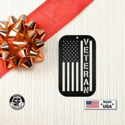 Speed Fabrication Metal Veteran Ornament - American Flag - Christmas Decor
