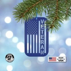 Speed Fabrication Metal Veteran Ornament - American Flag - Christmas Decor