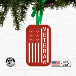 Speed Fabrication Metal Veteran Ornament - American Flag - Christmas Decor