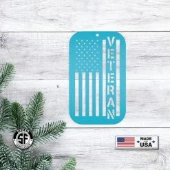Speed Fabrication Metal Veteran Ornament - American Flag - Christmas Decor