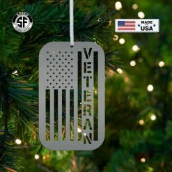 Speed Fabrication Metal Veteran Ornament - American Flag - Christmas Decor