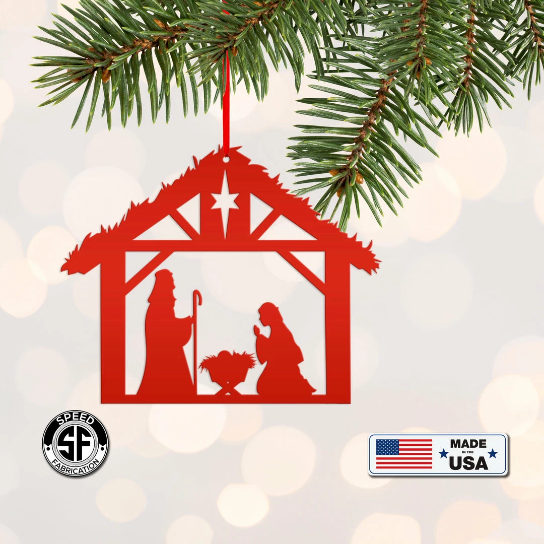 Speed Fabrication Christmas Metal Signs Metal Christmas Nativity Scene Ornament - Holiday Decor
