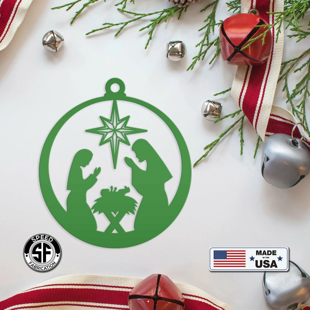 Speed Fabrication Christmas Metal Signs Metal Nativity Scene Ornament, Christian Decor, Made In The USA